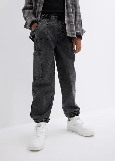 Jongens cargo jeans met stretch, loose fit, bonprix