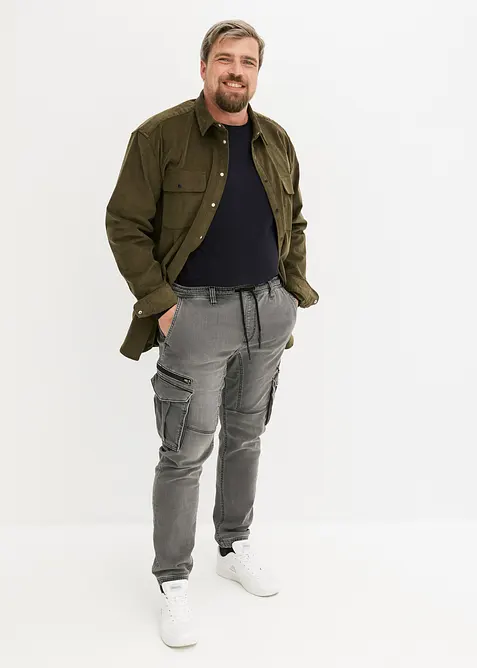 Regular fit sweat jeans met cargozakken, straight, bonprix