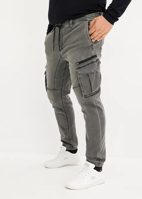 Regular fit sweat jeans met cargozakken, straight, bonprix