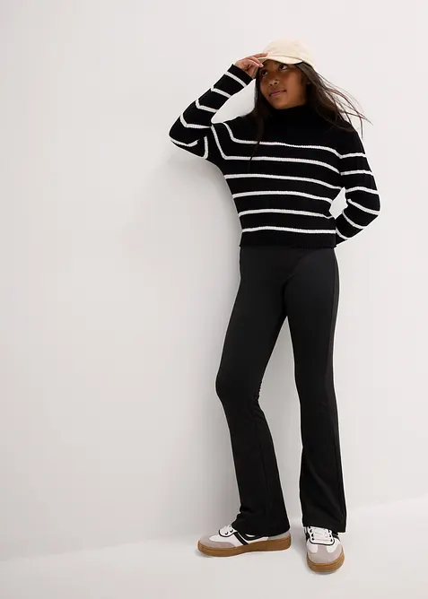 Bootcut jersey broek met geruwde binnenkant, bonprix