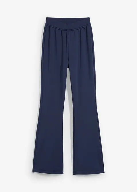 Bootcut jersey broek met geruwde binnenkant, bonprix