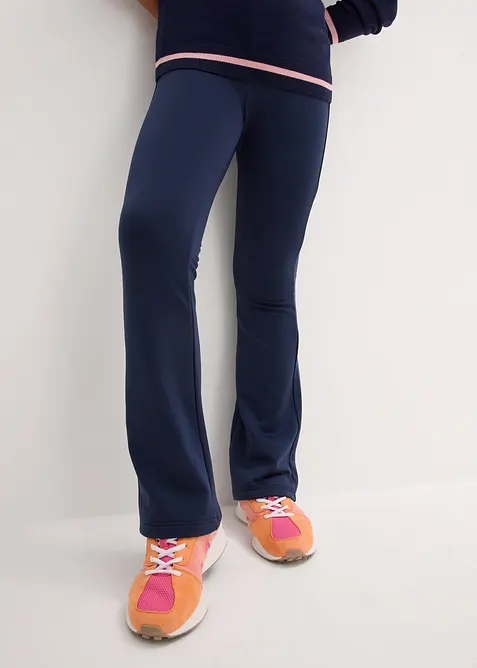 Bootcut jersey broek met geruwde binnenkant, bonprix