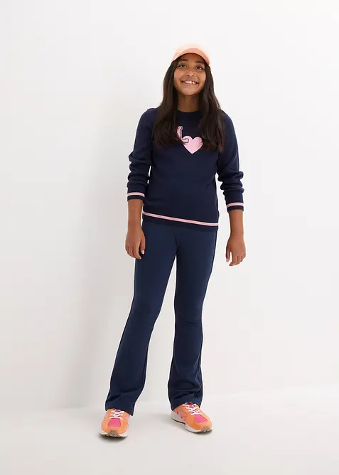 Bootcut jersey broek met geruwde binnenkant, bonprix