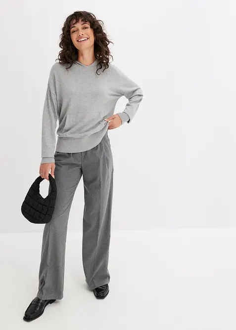 Gebreide hoodie met kangoeroezak van viscosemix, bonprix