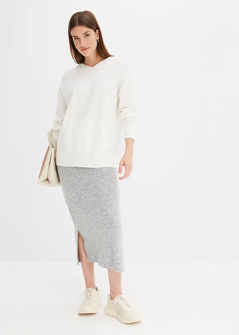 Gebreide hoodie met kangoeroezak van viscosemix, bonprix