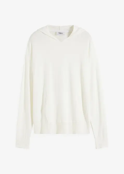 Gebreide hoodie met kangoeroezak van viscosemix, bonprix