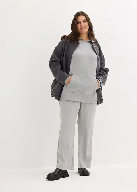 Gebreide hoodie met kangoeroezak van viscosemix, bonprix