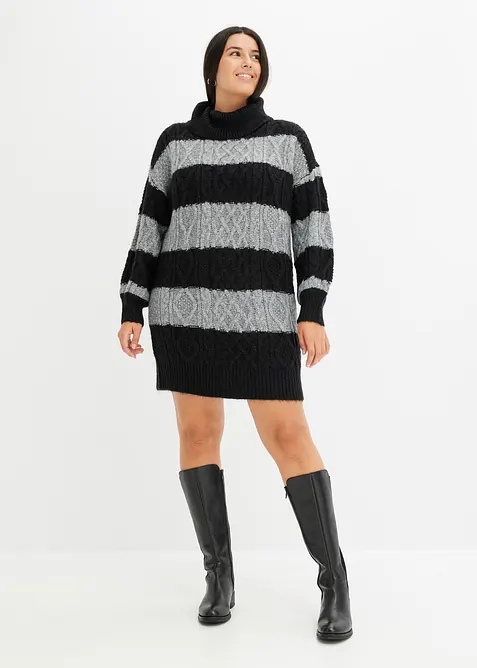 Gebreide jurk met strepen, bonprix