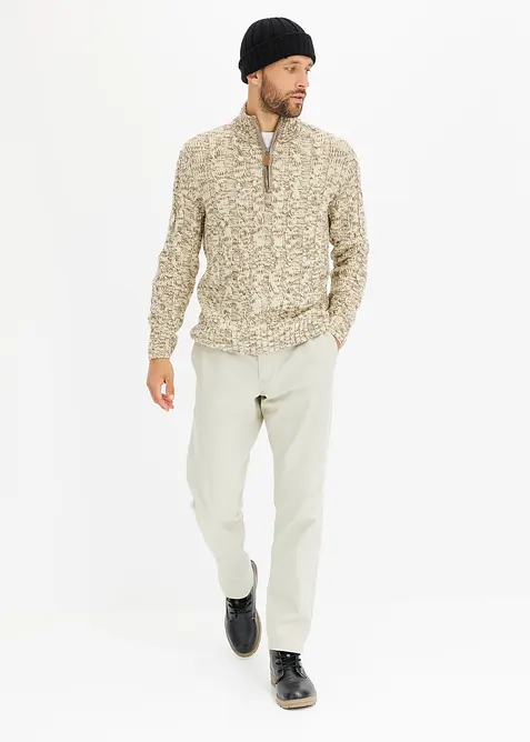 Gemêleerde trui met kabelpatroon, bonprix