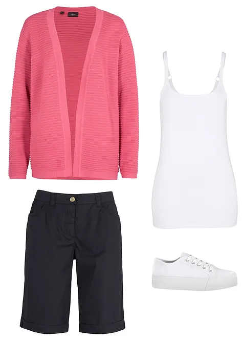 Katoenen papertouch bermuda met comfortband, bonprix