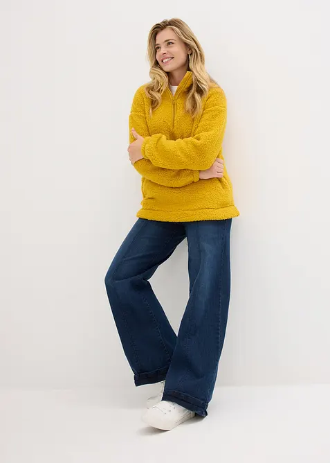 Fleece trui met opstaande kraag, bonprix