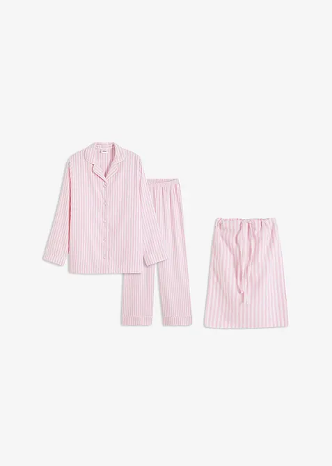 Geweven pyjama van flanel met cadeautasje (3-dlg. set), bonprix