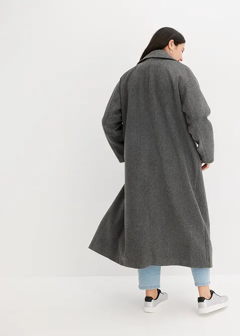 Lange oversized jas in wollen look met dubbele knopen, bonprix
