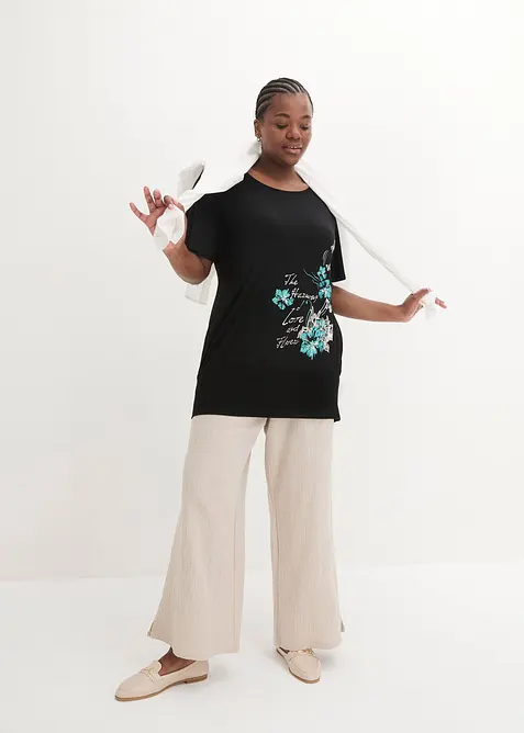 Shirt met boothals, halflange mouw, bonprix