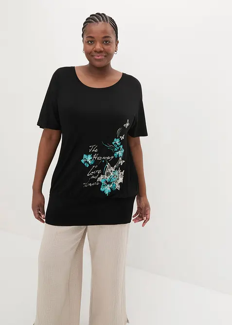 Shirt met boothals, halflange mouw, bonprix