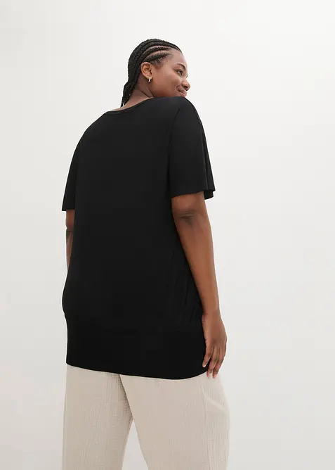 Shirt met boothals, halflange mouw, bonprix