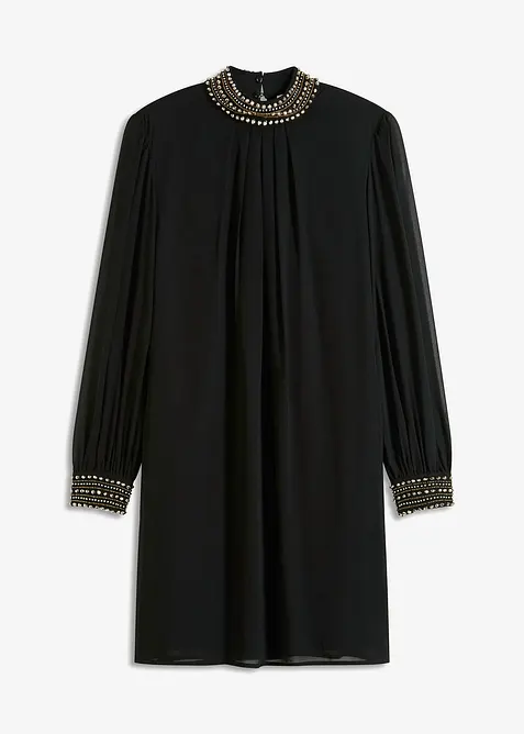 Blousejurk van licht chiffon met parels en kralen, bonprix