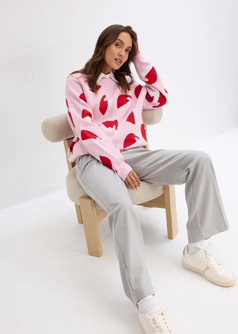 Kersttrui met ronde hals, oversized, bonprix