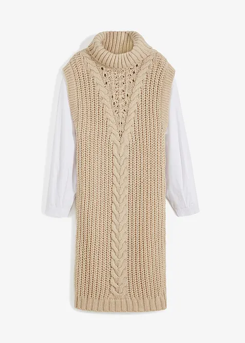 Gebreide jurk met blouse-inzet, bonprix