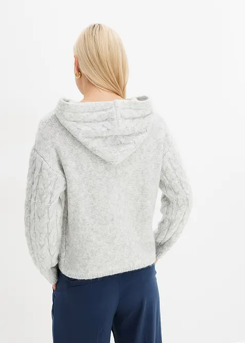 Gebreide hoodie van een zachte wolmix, bonprix