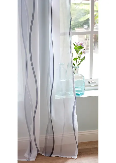 Transparant gordijn met golfmotief (1 stuk), bonprix