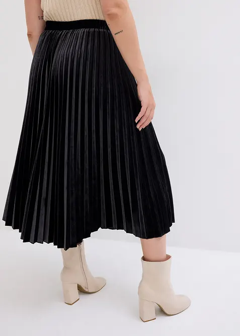 Pliss&eacute; rok van zacht fluweel, bonprix