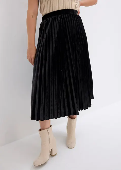 Pliss&eacute; rok van zacht fluweel, bonprix