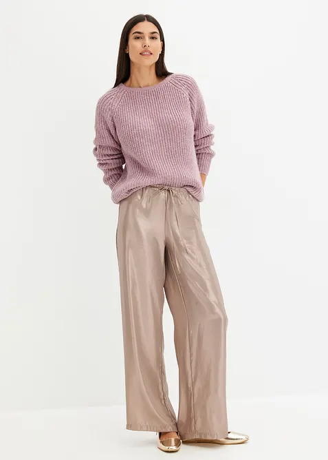 Grofgebreide trui met glanzend garen, bonprix