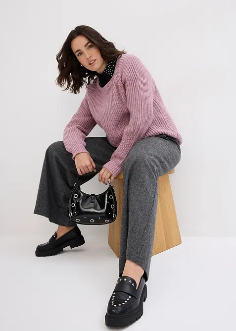 Grofgebreide trui met glanzend garen, bonprix