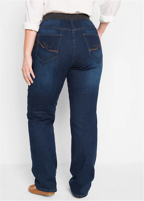 Stretch boyfriend jeans mid waist, met comfortabele band, bonprix