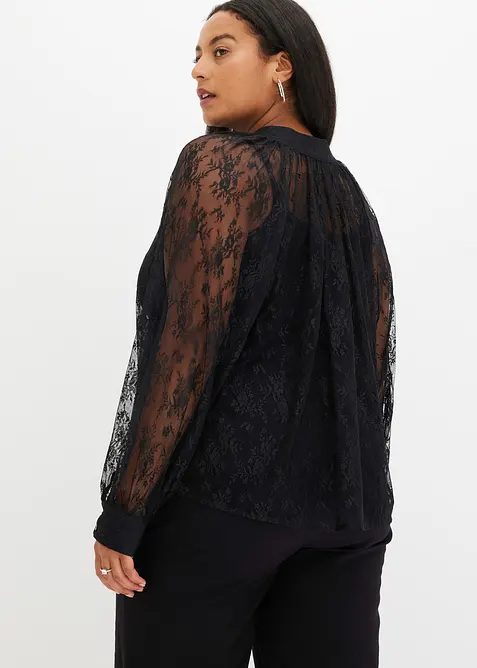Kanten blouse met lichte transparantie, bonprix