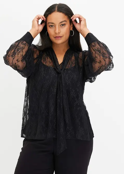 Kanten blouse met lichte transparantie, bonprix