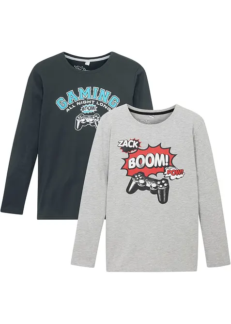 Jongens longsleeve met biologisch katoen (set van 2), bonprix