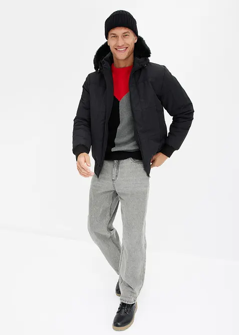 Gewatteerde jas in bomberstijl met capuchon, bonprix