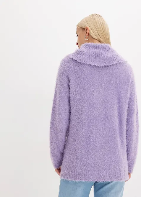 Oversized fluffy trui met een col, bonprix