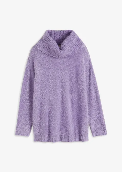 Oversized fluffy trui met een col, bonprix