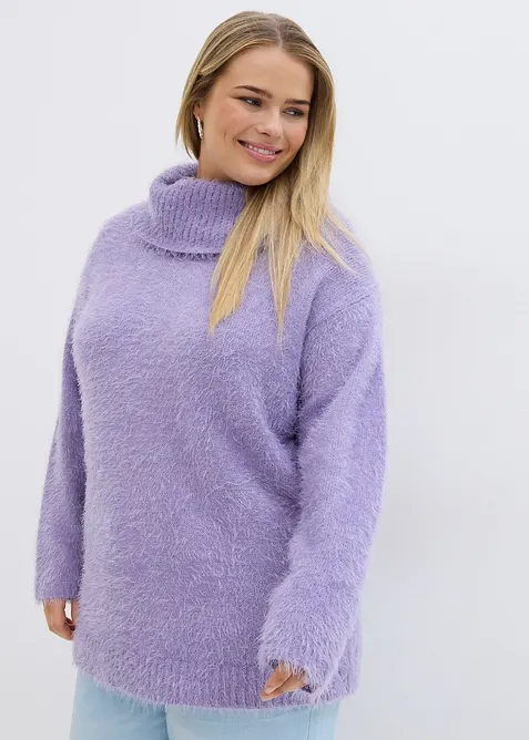 Oversized fluffy trui met een col, bonprix