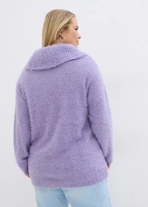 Oversized fluffy trui met een col, bonprix
