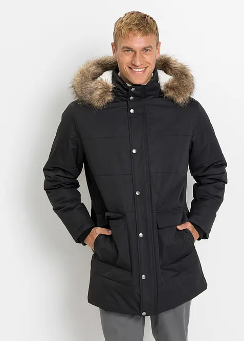 Gewatteerde winter parka met teddy voering en afneembare capuchon, bonprix