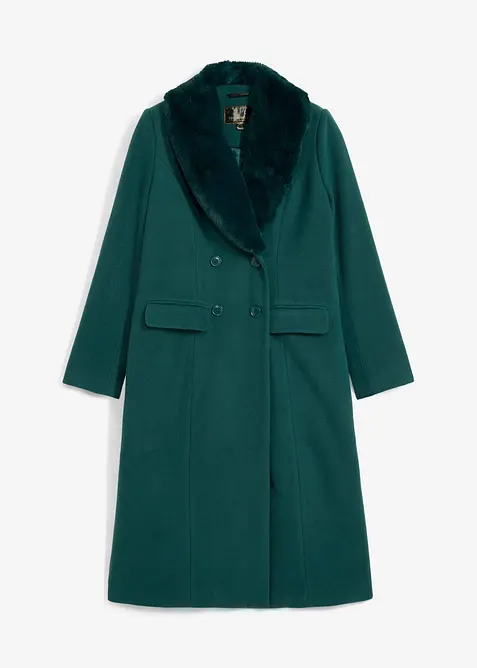 Lange jas met afneembare kraag van imitatiebont, bonprix