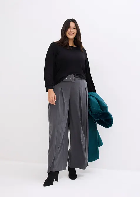 Lange jas met afneembare kraag van imitatiebont, bonprix