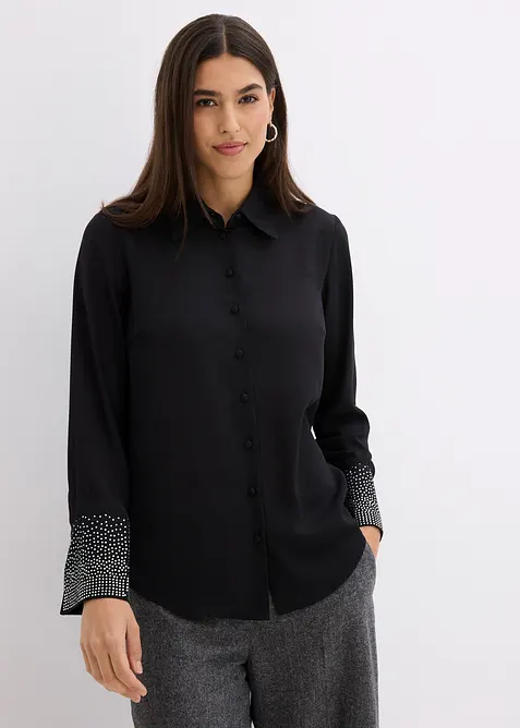 Overhemdblouse met glittersteentjes, bonprix