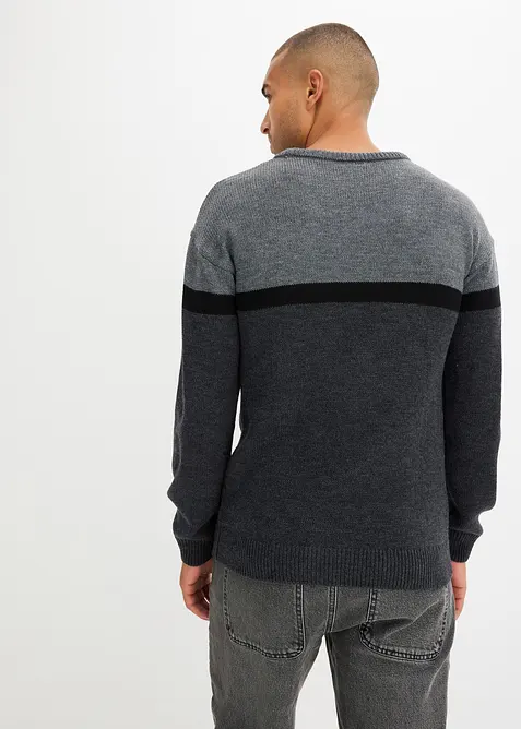 Onderhoudsvriendelijke trui met ronde hals in colourblocking-design, bonprix