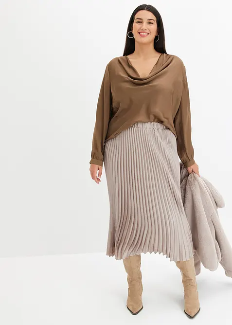 Plissé rok van fijn satijn, bonprix