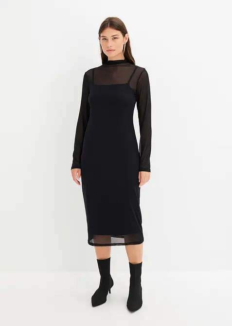 Jersey jurk met mesh, bonprix