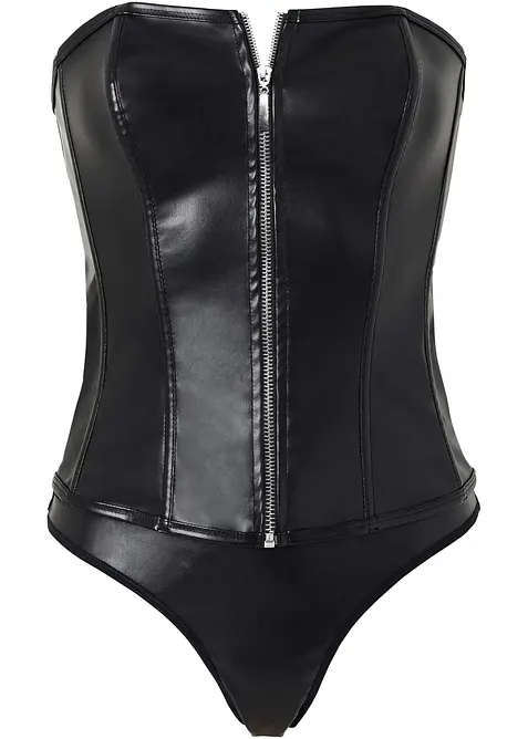 Bustier+string van imitatieleer (2-dlg. set), bonprix