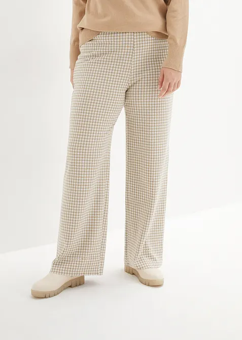Stretch broek met pied-de-poule, wide leg, bonprix