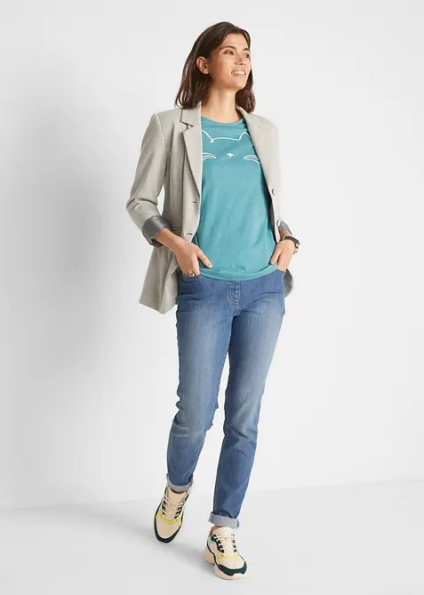 Shirt met korte mouwen en kattenprint, bonprix