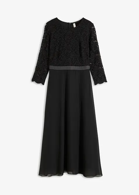 Midi jurk van lichte chiffon met kanten lijfje, bonprix