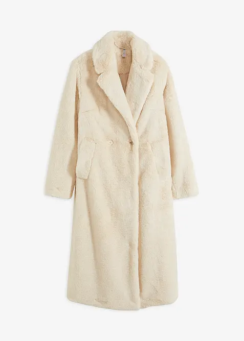 Lange teddy jas met reverskraag, bonprix